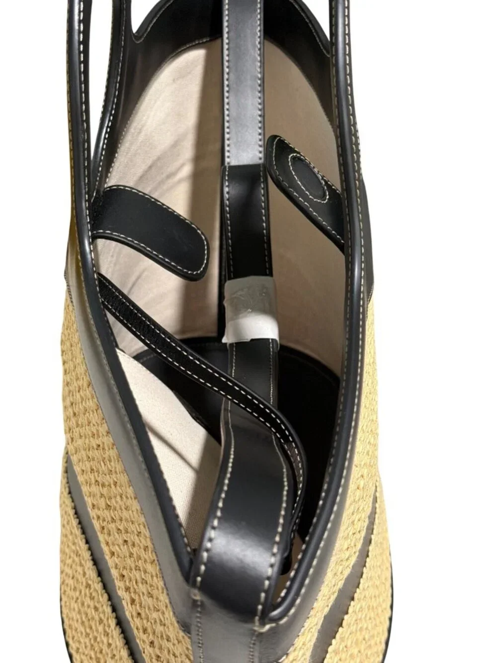 Hereu Woven Raffia & Leather Nasta Tote Bag With Circular Handles